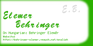 elemer behringer business card